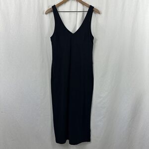 Pact Luxe Jersey Midi Black Slip Dress Womens Size M Organic Cotton Sleeveless